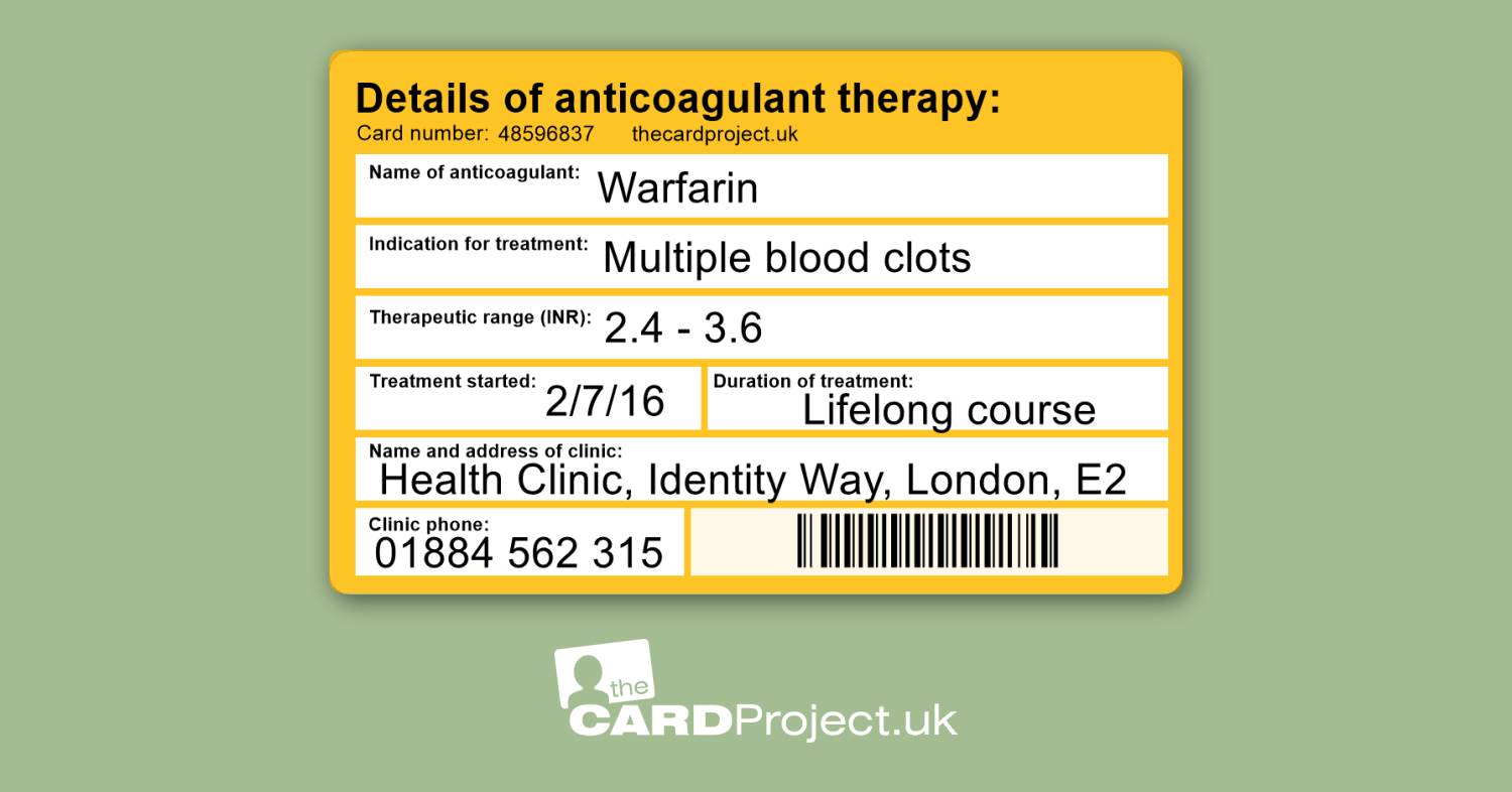 Anticoagulant Therapy Medical ID Alert Cards (REAR)